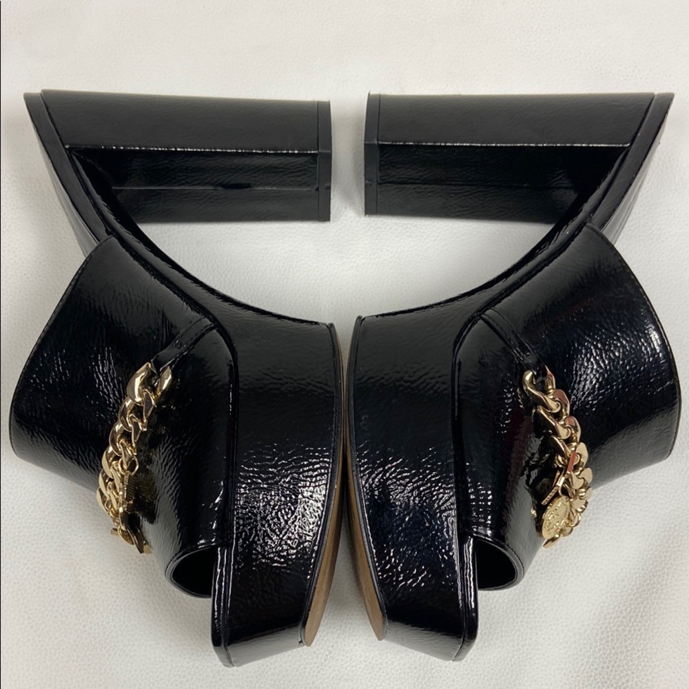 Karl Lagerfeld Haisley Mule black patent leather platform heels size 8.5 - Picture 9 of 11